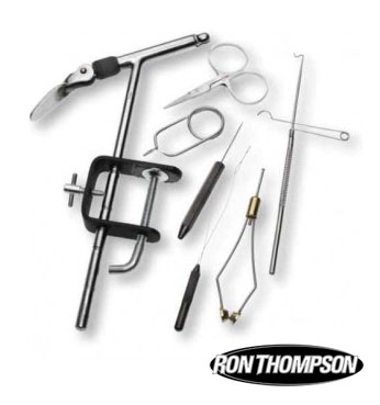 Ron Thompson FLY TYING SET holder +6 įrankiai